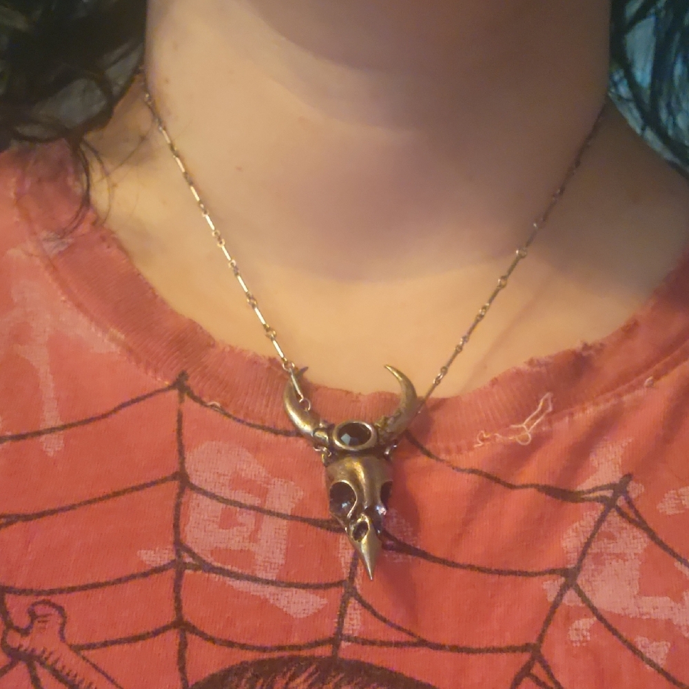 Martha Rotten Moon Sparrow necklace with black crystals